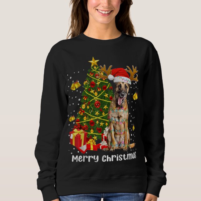 Camiseta Papais noeis das árvores de Natal em Malinois belg (Frente)