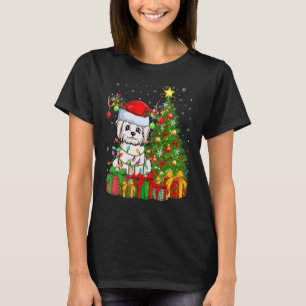 Camiseta Papais noeis das Luzes de Férias do Natal Maltês C