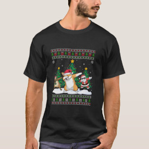 Camiseta Papais noeis De Abbing Reindeer Welsh Corgi Tree L