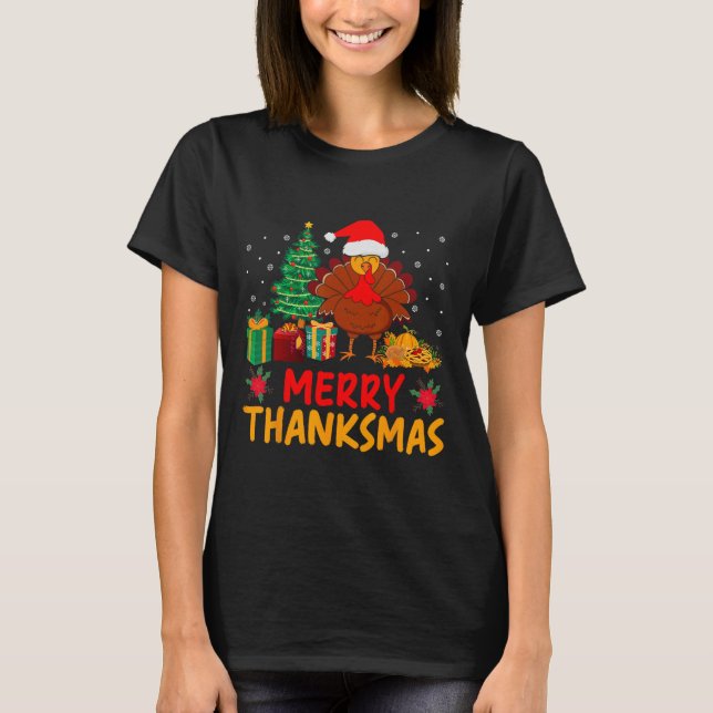 Camiseta Papais noeis de Ação de Graças de Natal para a Tur (Frente)