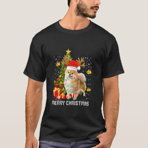 Camiseta Papais noeis de Árvore das Luzes de Natal da Pomer