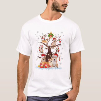 Camiseta Papais noeis de Árvore de Natal Corgi