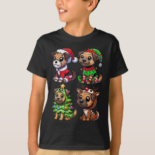 Camiseta Papais noeis De Árvore De Natal De Borda Com Figur