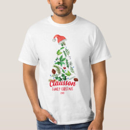 Camiseta Papais noeis de Árvore de Natal de Nome da Família