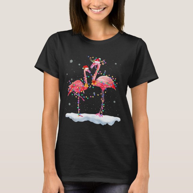 Camiseta Papais noeis de Árvore de Natal Flamingo (Frente)