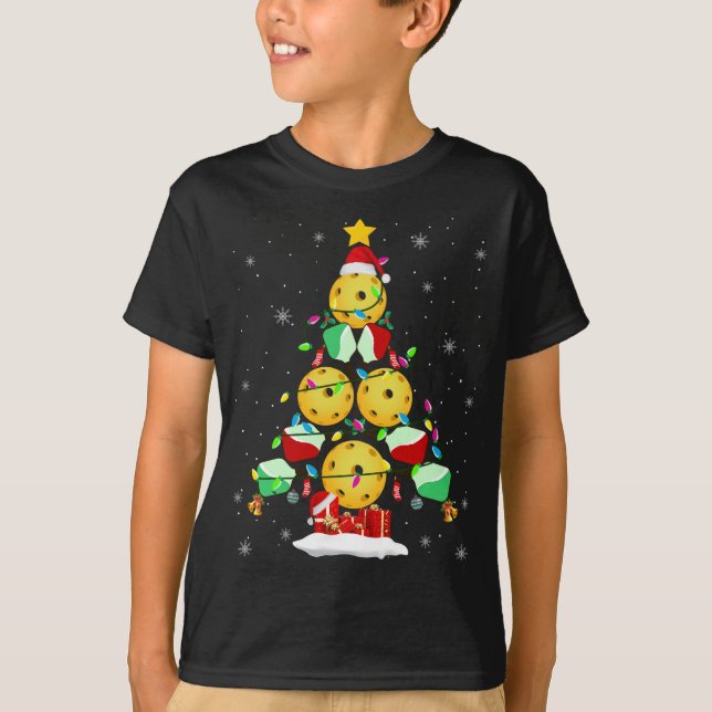 Camiseta Papais noeis de Árvore de Natal Pickleball X-mas L (Frente)