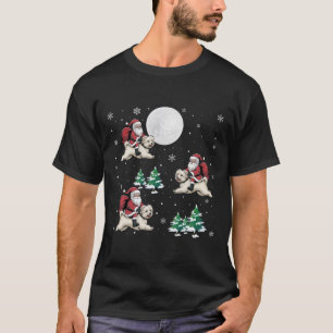 Camiseta Papais noeis De Árvore Do Natal A Andar O Cachorro