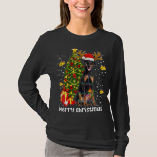 Camiseta Papais noeis De Árvores De Natal Doberman Xmas Dob