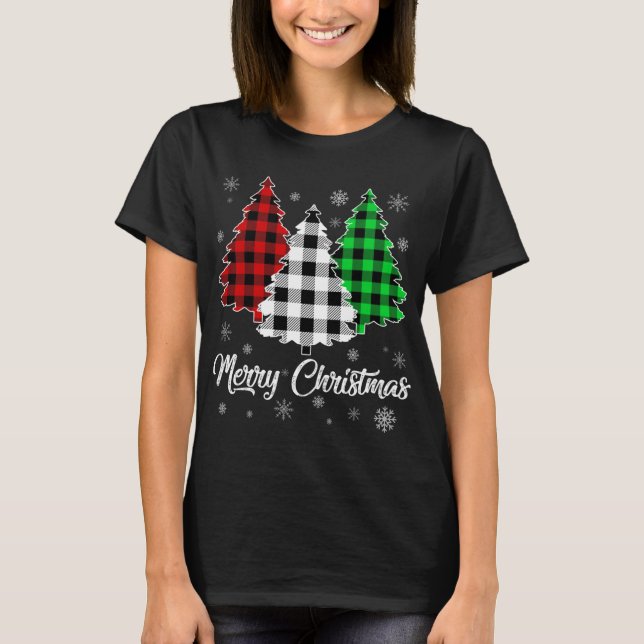 Camiseta Papais noeis de Árvores de Natal Impressão de Buff (Frente)