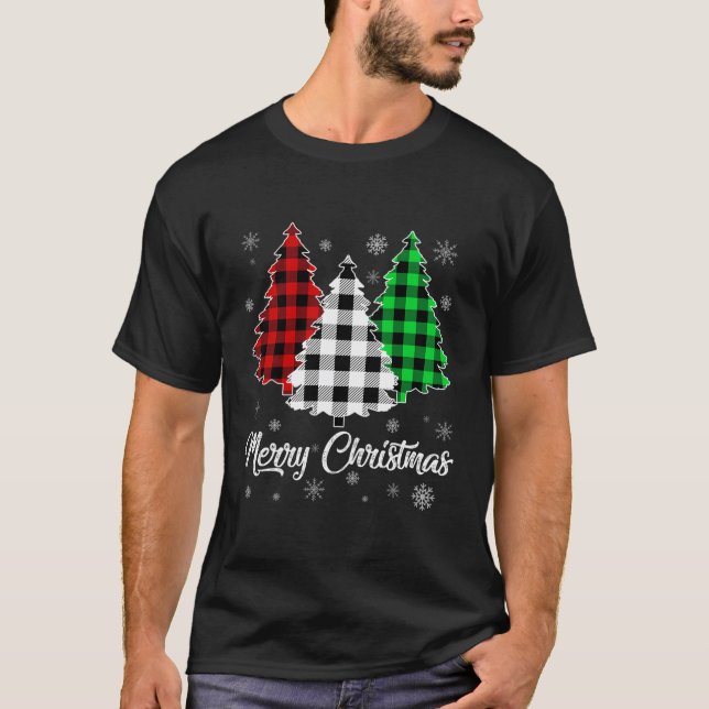 Camiseta Papais noeis de Árvores de Natal Impressão de Buff (Frente)