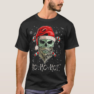 Camiseta Papais noeis de Barba Caveira Pirata Natal Jolly R