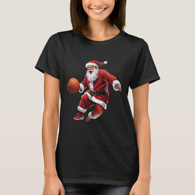Camiseta Papais noeis de basquete Slam Dunk Ugly Natal (Frente)