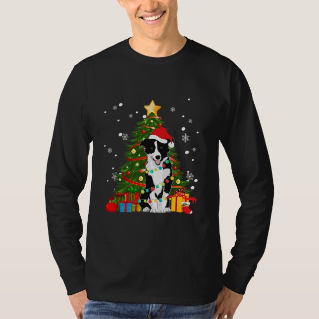 Camiseta Papais noeis de Borda Árvore de Natal Light Pajama (Frente)