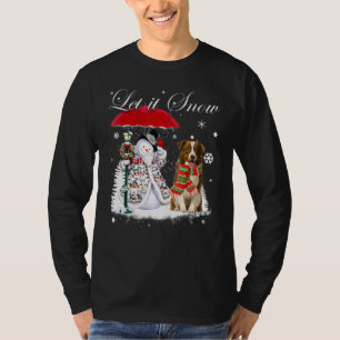 Camiseta Papais noeis de Borda Collie Cão de Natal Snowman 