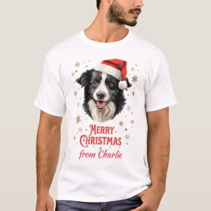 Camiseta Papais noeis de Cachorro da Fronteira Feliz Natal