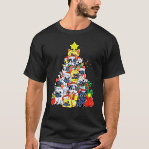 Camiseta Papais noeis de Cachorro de Árvore de Natal Francê