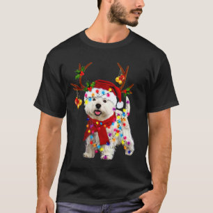 Camiseta Papais noeis de cachorro lindíssima rena de rena