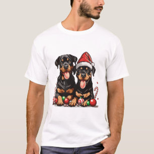 Camiseta Papais noeis de Cachorro Rottweiler Natal