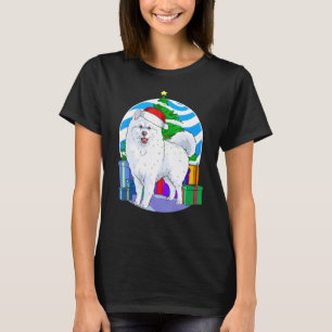 Camiseta Papais noeis de Cachorro Samojados Decência da Árv