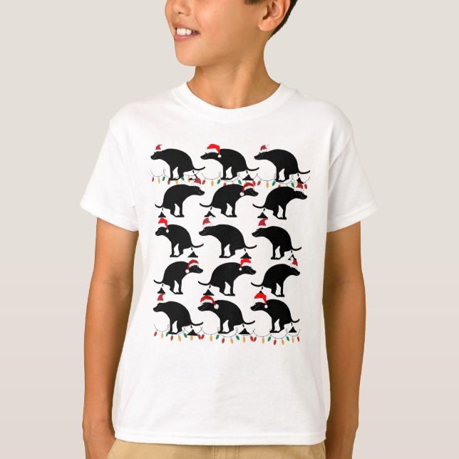 Camiseta Papais noeis de Cachorros Divertidos no Natal (Frente)