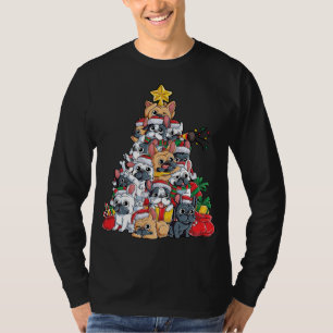Camiseta Papais noeis de Cães de Árvore de Natal Franceses