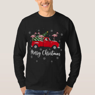Camiseta Papais noeis De Caminhão De Árvore De Natal Flamin