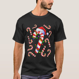 Camiseta Papais noeis De Canas De Natal Vermelho E Branco L