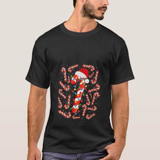 Camiseta Papais noeis de Canas Vermelhas e Brancas de Natal (Frente)