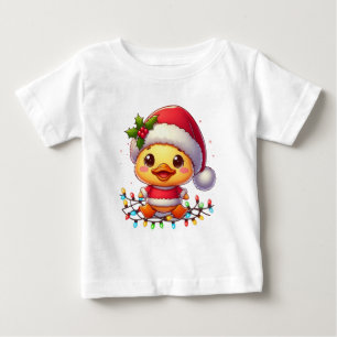 Camiseta Papais noeis de Cartoon de Pato de Natal Bonito-68