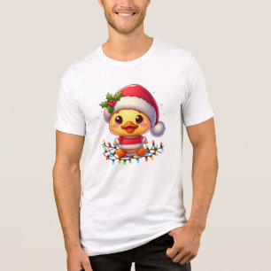 Camiseta Papais noeis de Cartoon de Pato de Natal Bonito-68