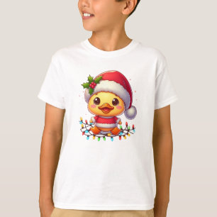 Camiseta Papais noeis de Cartoon de Pato de Natal Bonito-68