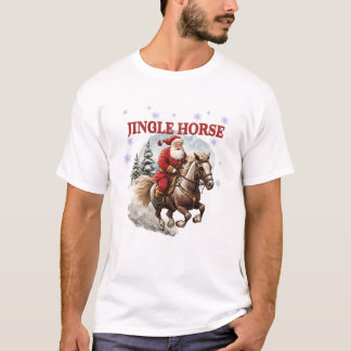 Camiseta Papais noeis de Cavalo de Jingle Bonito Andando na