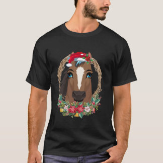 Camiseta Papais noeis de Cavalo de Natal Floral Família Xma