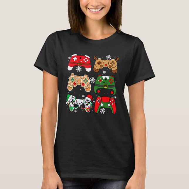 Camiseta Papais noeis de controladora de vídeo Elf Ugly Chr (Frente)