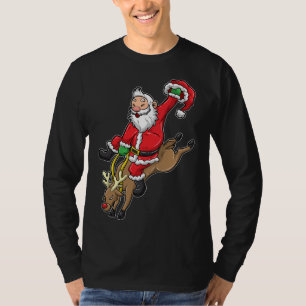 Camiseta Papais noeis De Cowboy Xmas Reindeer Rodeo Natal E