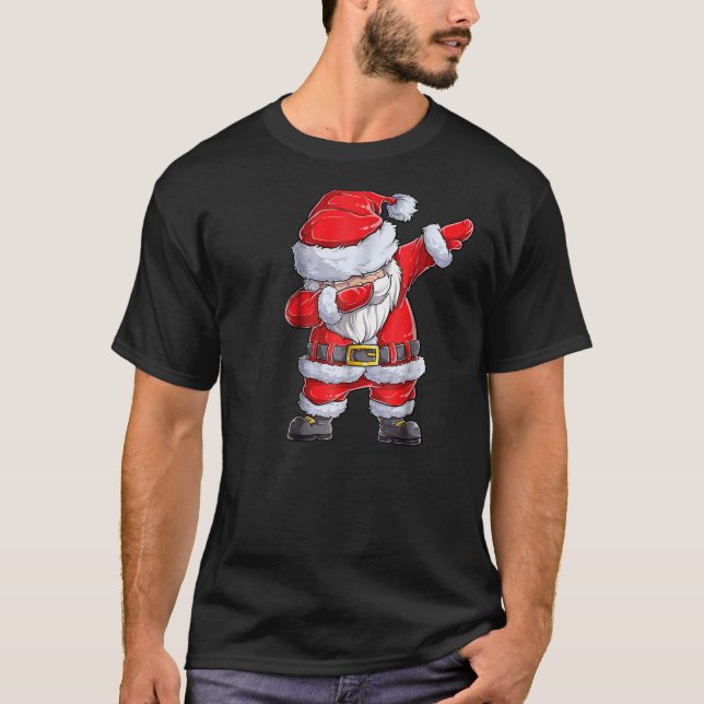Camiseta Papais noeis De Dabbing Camiseiros Homens De Natal (Frente)
