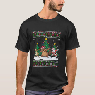 Camiseta Papais noeis De Dabbing Reindeer Beaver Sente Luze