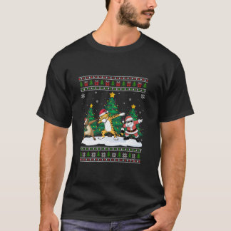 Camiseta Papais noeis De Dabbing Reindeer Cheetah Tree Luze