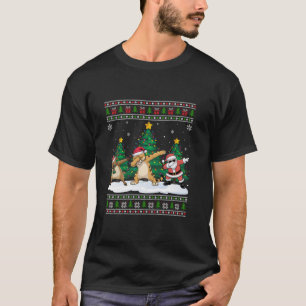 Camiseta Papais noeis De Dabbing Reindeer Cougar A Árvore L