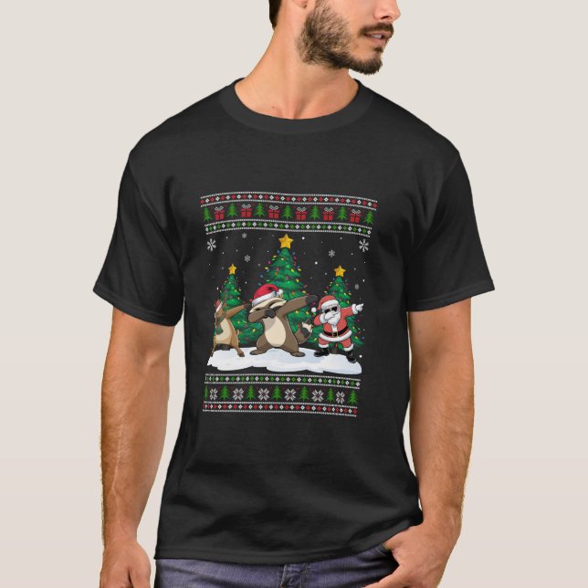 Camiseta Papais noeis De Dabbing Reindeer Mel Badger Tree L (Frente)