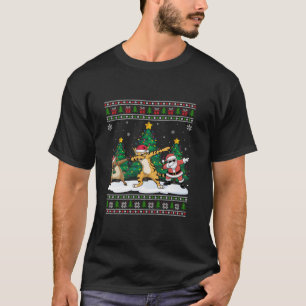 Camiseta Papais noeis De Dabbing Reindeer Serval Tree Luzes