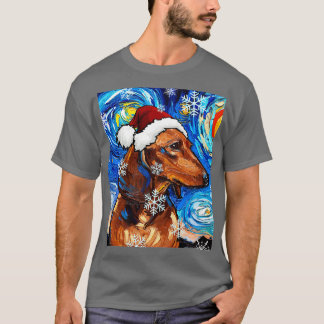 Camiseta Papais noeis de Dachshund de Cabelo Curto Castanho