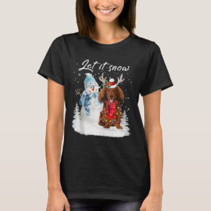 Camiseta Papais noeis de Dachshund de Cabelo Vermelho Cão N