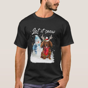 Camiseta Papais noeis de Dachshund de Cabelo Vermelho Cão N