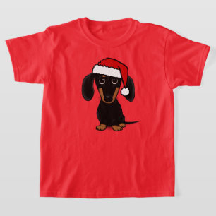 Camiseta Papais noeis de Dachshund Pretos e Bronzeados Cach