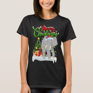 Camiseta Papais noeis de decoração de Natal elefante