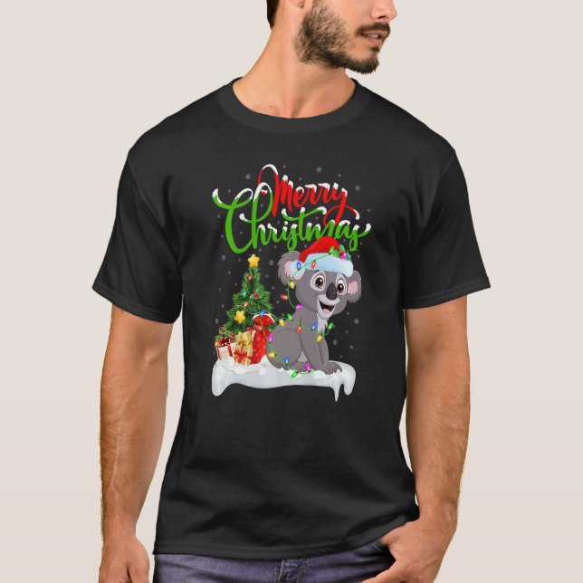 Camiseta Papais noeis de decoração de Natal Koala Natal (Frente)
