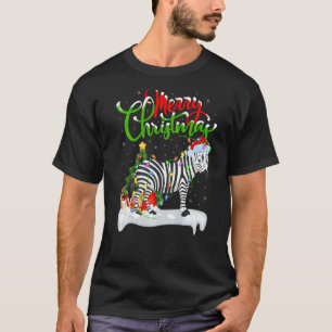 Camiseta Papais noeis de Decoração de Zebra do Natal Zebra