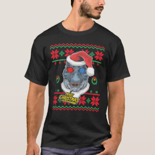 Camiseta Papais noeis de Dinossauro T-Rex Fim de Natal
