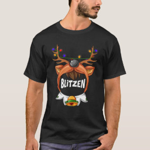Camiseta Papais noeis de Equipe Reindeer Lights Blitzen Cus